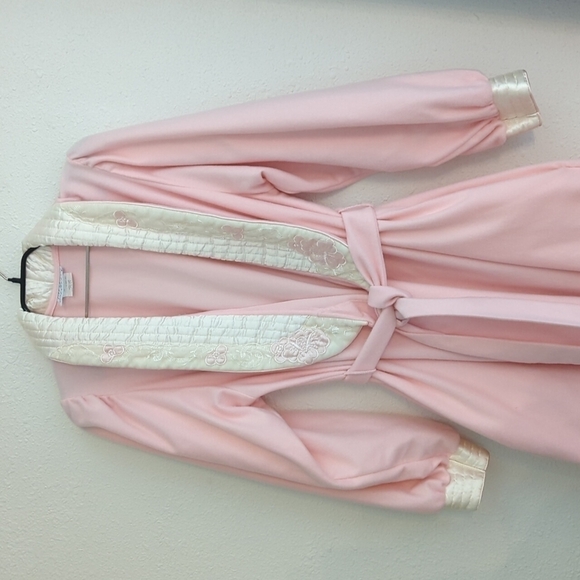 Gilligan & O'Malley Vintage Pale Pink Robe Medium 12-14 USA Modest Quilted Y2K - Picture 2 of 13